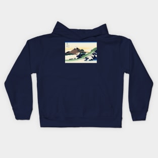 Mt. Fuji, Vintage Woodblock Print Kids Hoodie